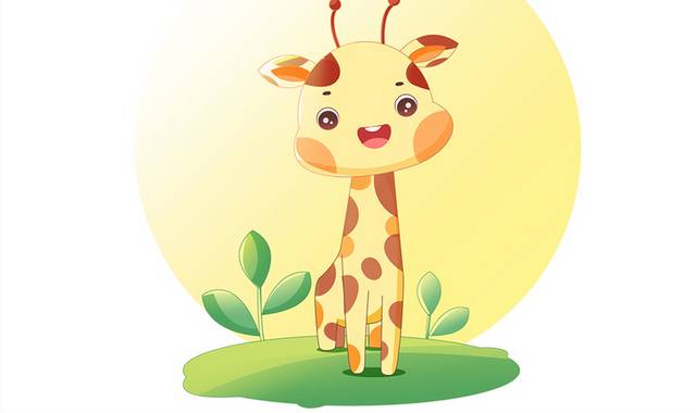 卡通可爱动物长颈鹿元素