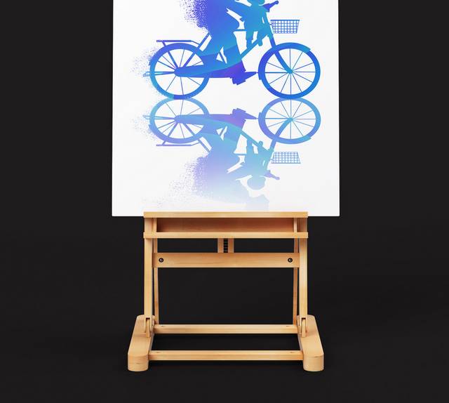 手绘原创父亲节骑自行车的父子人物插画