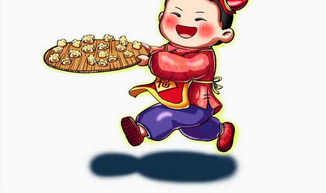 2020鼠年春节吃饺子插画