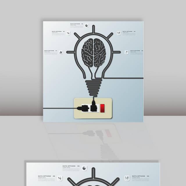 创新大脑灯泡素材