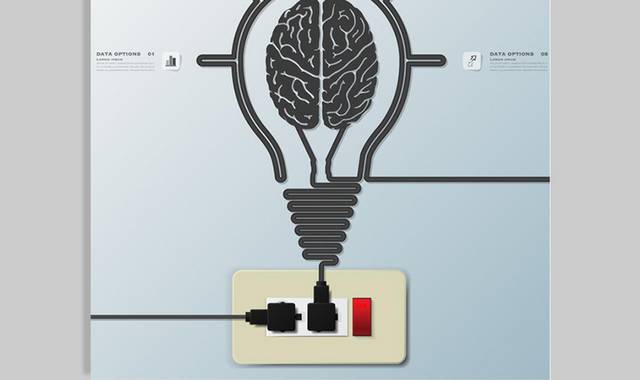 创新大脑灯泡素材
