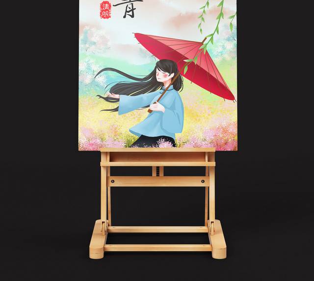 手绘清明节踏青插画