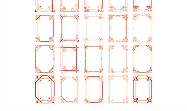 红色欧式花纹边框