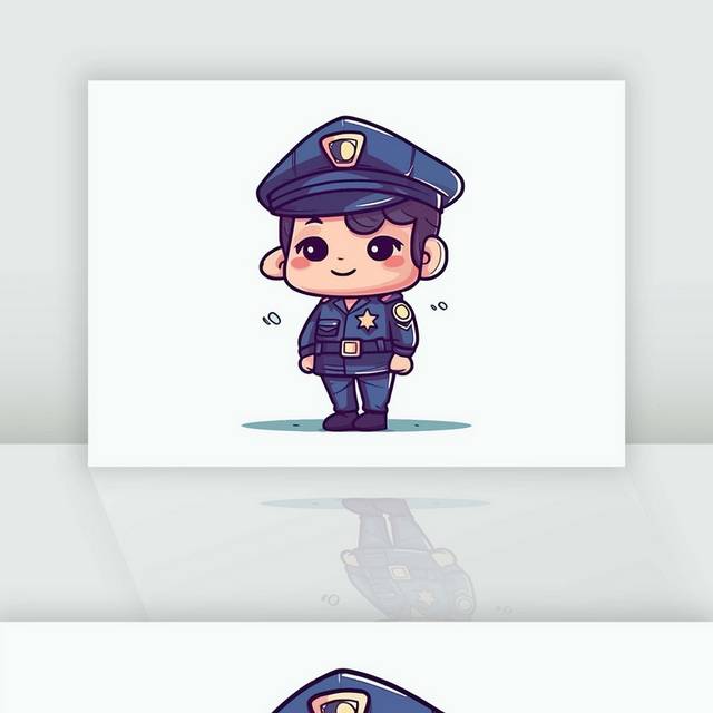 卡通可爱风格站立的警察角色插画