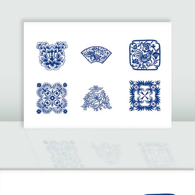 古典中式青花瓷图案素材