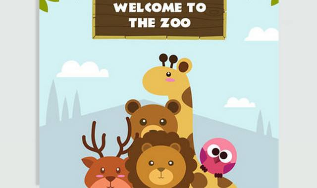 动物园动物插画矢量图