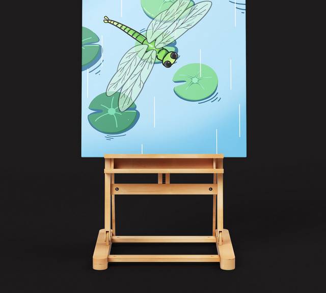 手绘卡通蜻蜓荷叶雨水节气插画