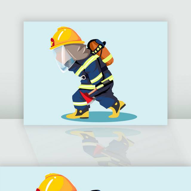 卡通消防员灭火元素