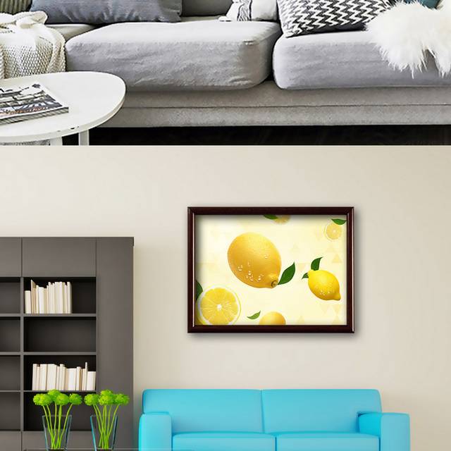 清新柠檬水果艺术装饰画模板