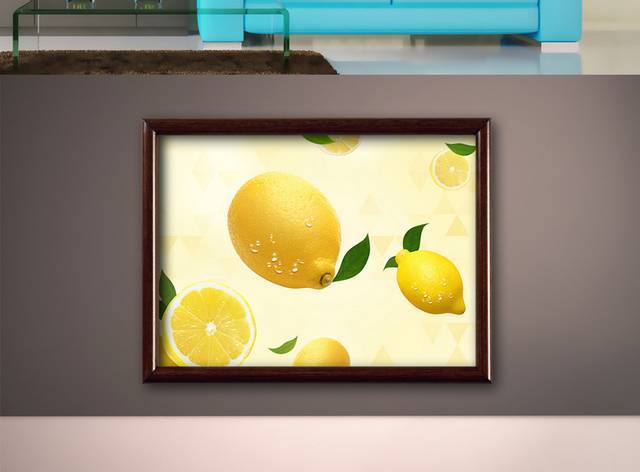 清新柠檬水果艺术装饰画模板