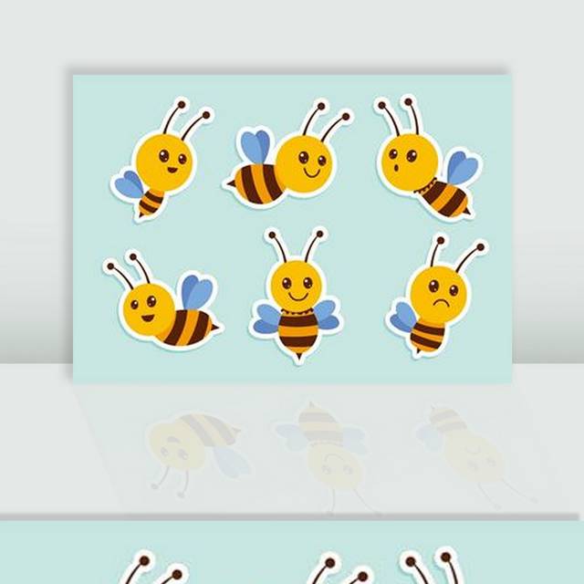 六只卡通小蜜蜂