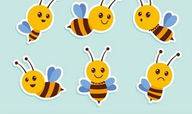 六只卡通小蜜蜂