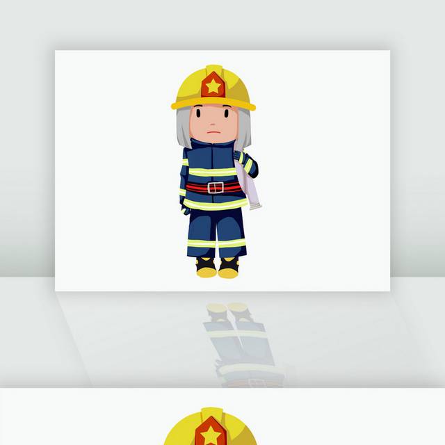 卡通消防员人物元素