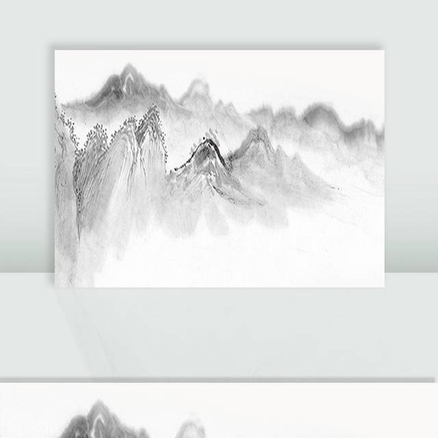 手绘高山水墨画