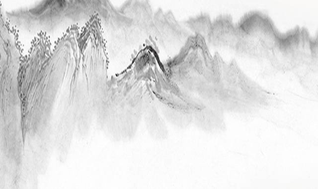 手绘高山水墨画