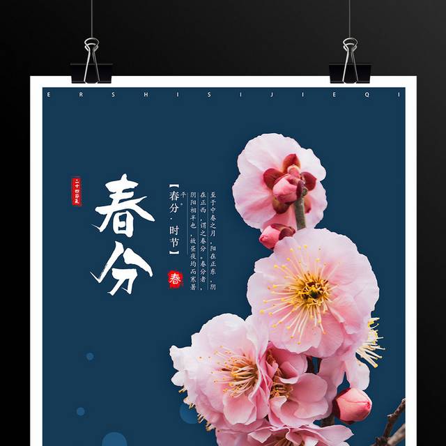 小清新花卉春分节气海报