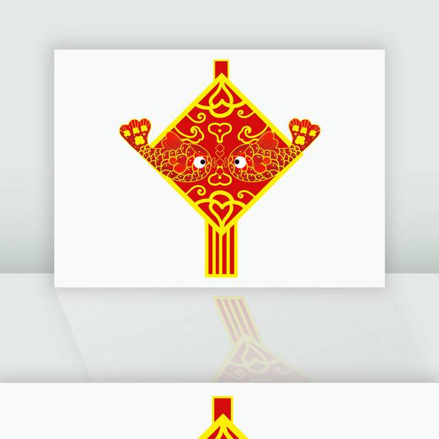 手绘新年喜庆锦鲤中国结图案素材