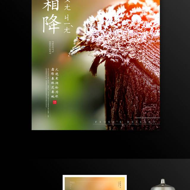 创意䁔色系霜降宣传海报