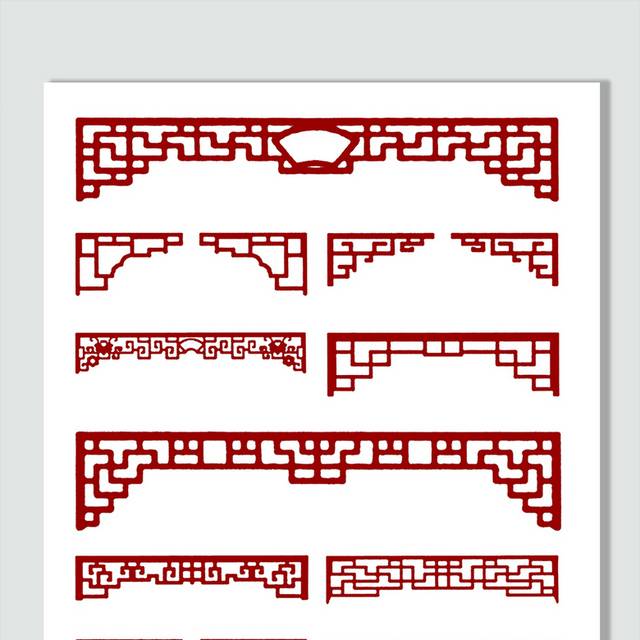 红色古典中式边框图案