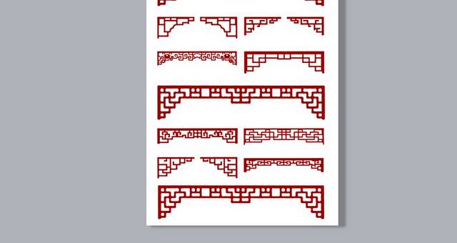 红色古典中式边框图案