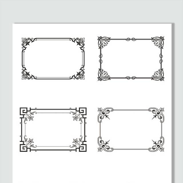 欧式花纹长方形边框