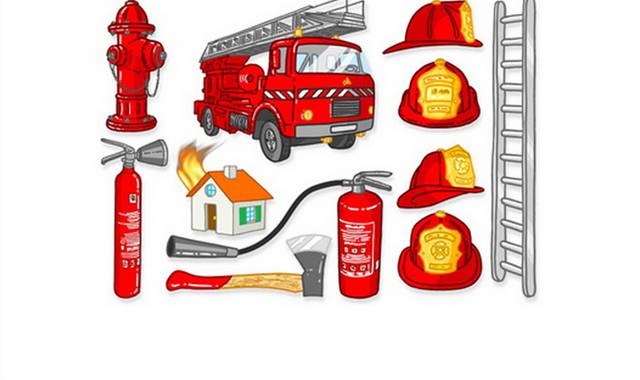卡通消防工具元素