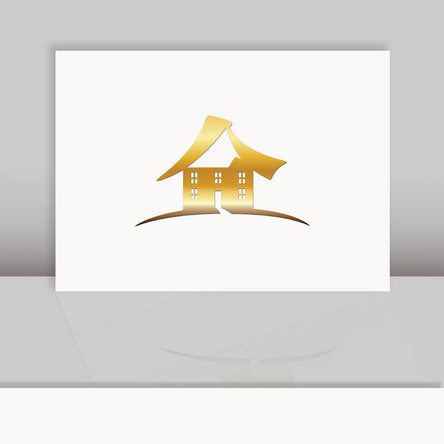 金色房屋建筑图标logo