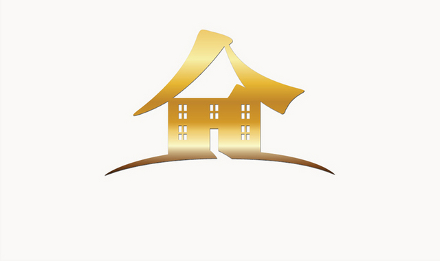 金色房屋建筑图标logo