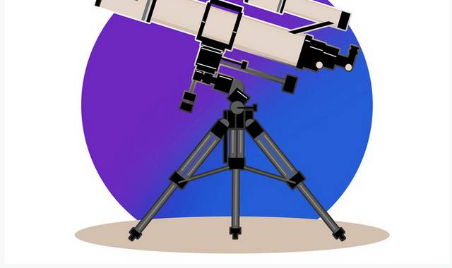 手绘天文望远镜插画