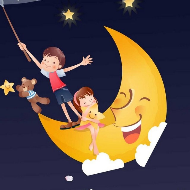 卡通儿童月亮背景