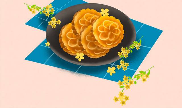 中秋节清新月饼插画