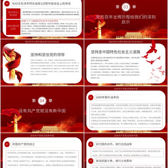 中国共产党百年历程100周年PPT模板