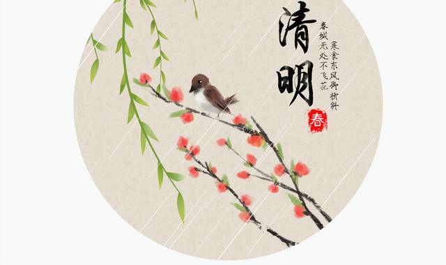 梅花上的小鸟清明节素材