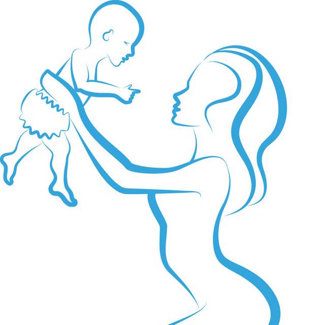 手绘手举婴儿的妈妈
