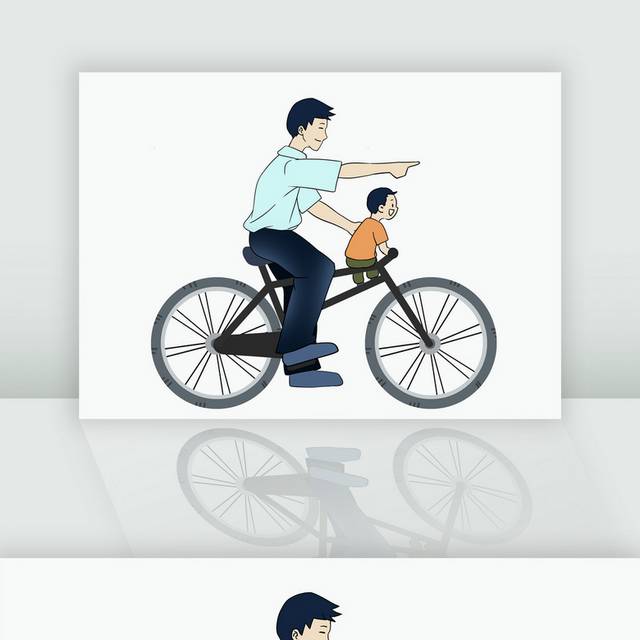 骑自行车的父子人物父亲节插画元素