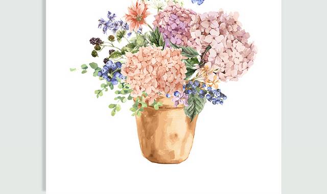 水彩鲜花花束