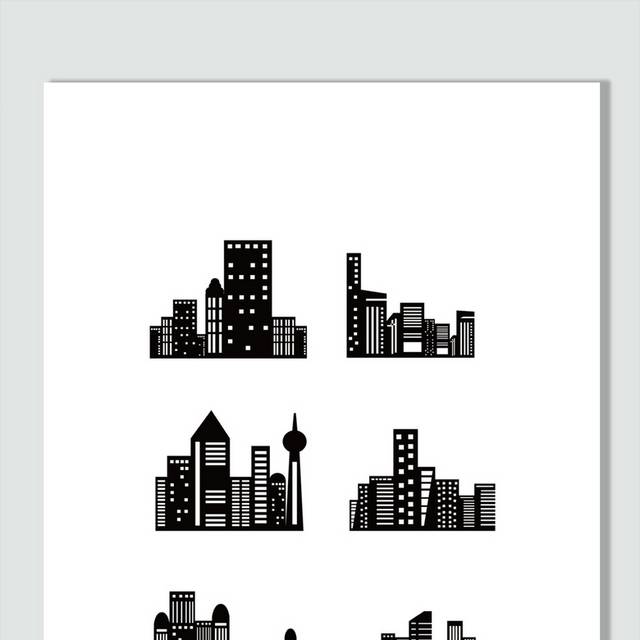 城市高楼建筑剪影