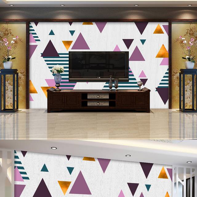 简约彩色几何图形客厅背景墙设计