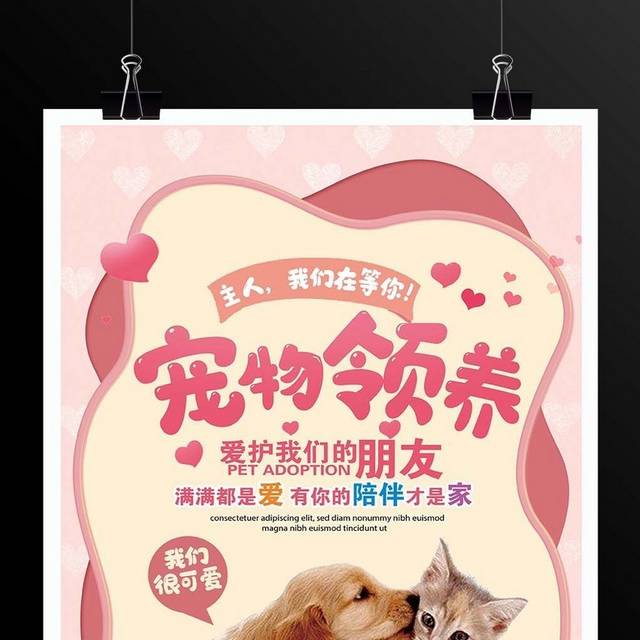时尚爱心领养宠物领养公益宣传海报