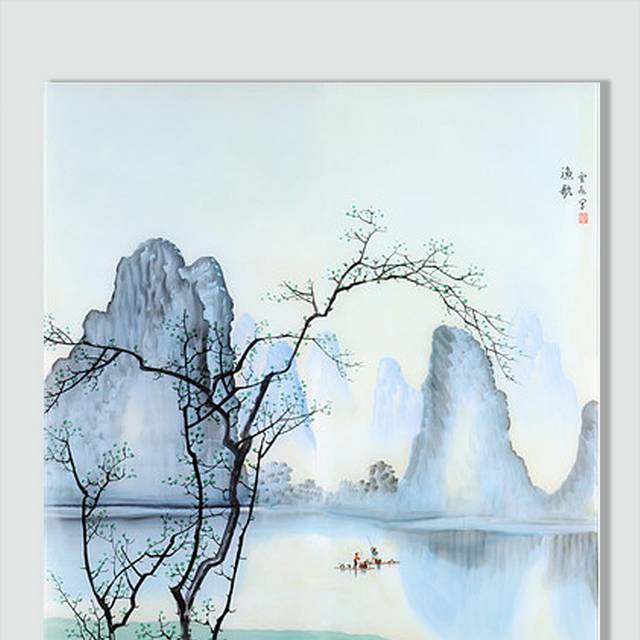 山水墨画玄关画