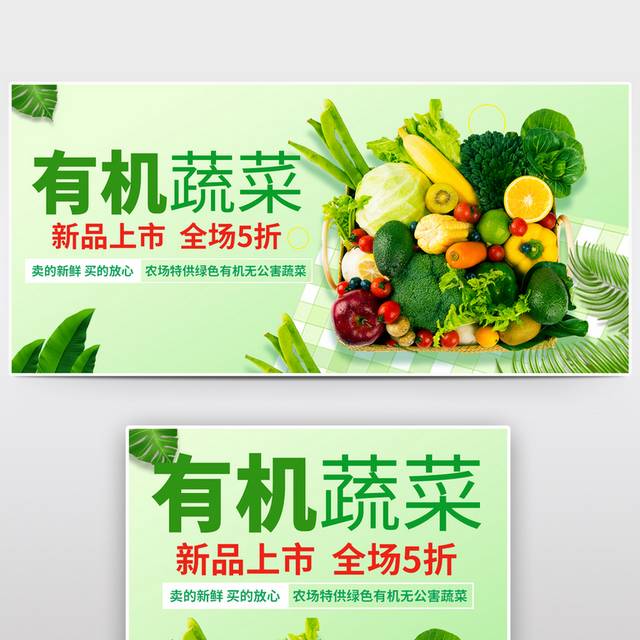 小清新风格有机蔬菜促销海报