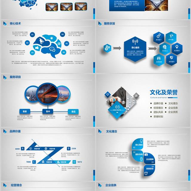 蓝色高档公司简介ppt模板