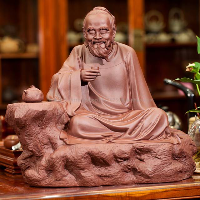 喝茶雕塑人物