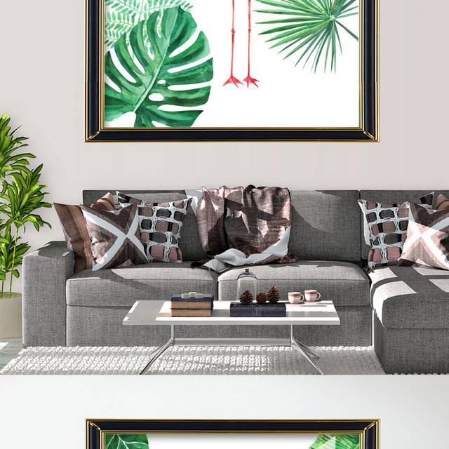 绿叶植物火烈鸟小清新装饰画