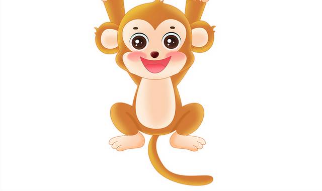 卡通可爱快乐的猴子元素