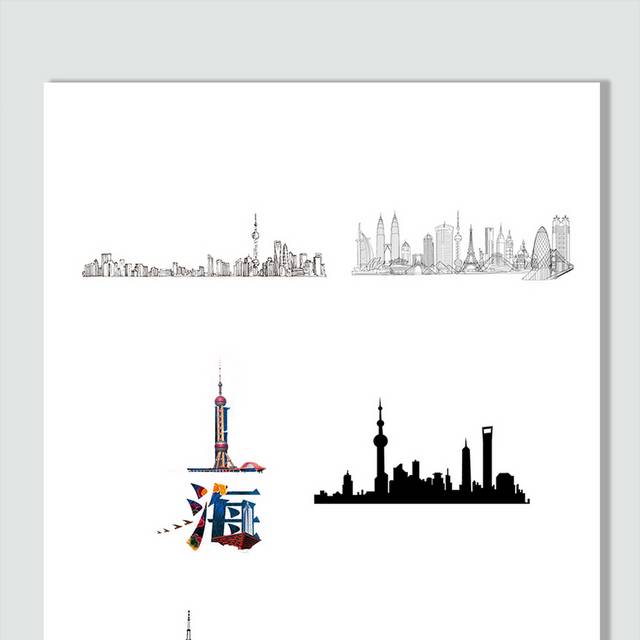 城市剪影上海外滩图片