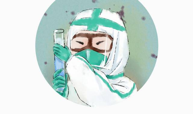 战胜肺炎病毒防疫手绘白衣战士医护人员插画