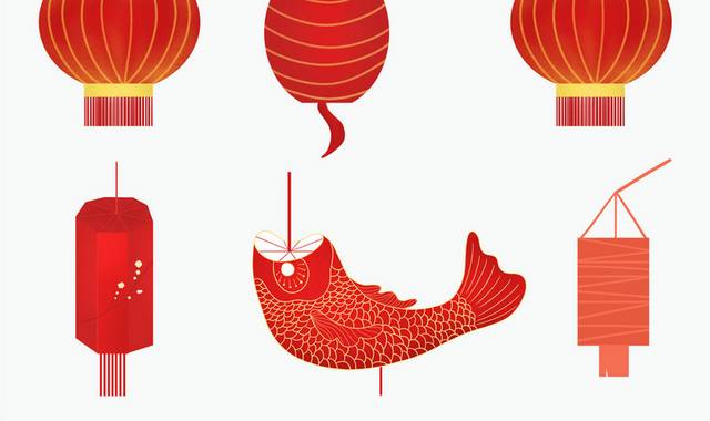 原创新年红色喜庆灯笼素材