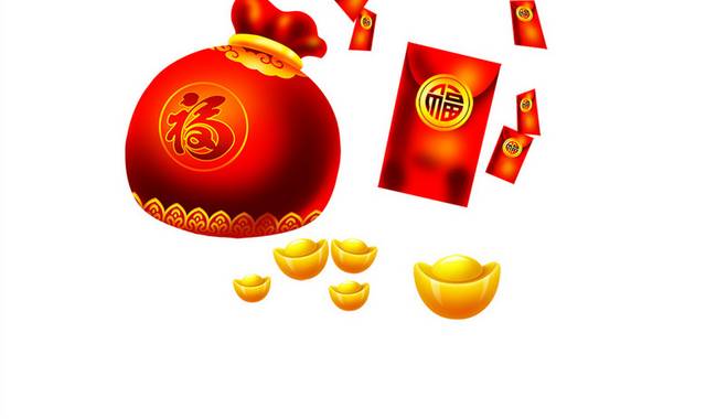 牛年春节禴红包金元宝素材