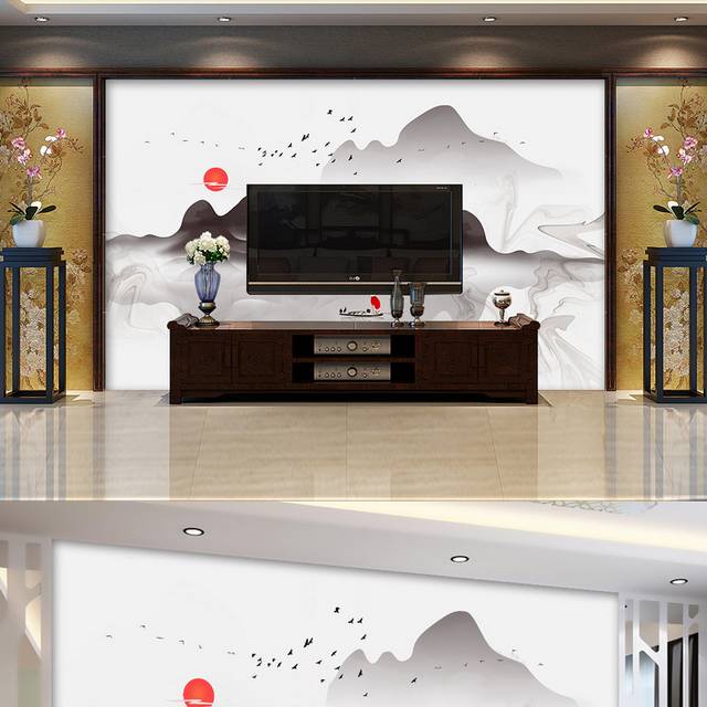 中国风水墨山水画装饰背景墙
